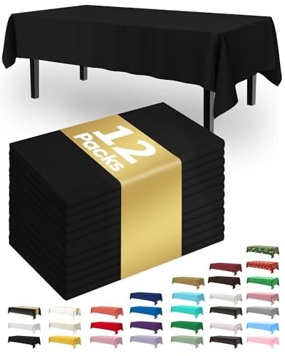12 Pack 54 x 108 Inch Plastic Disposable Tablecloth
