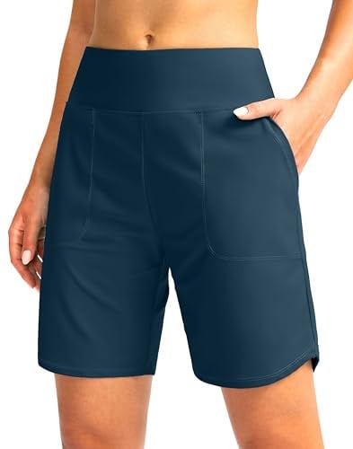 Viodia Women's UPF 50+ Long Swim Board Shorts w/ Liner & Pockets Deal