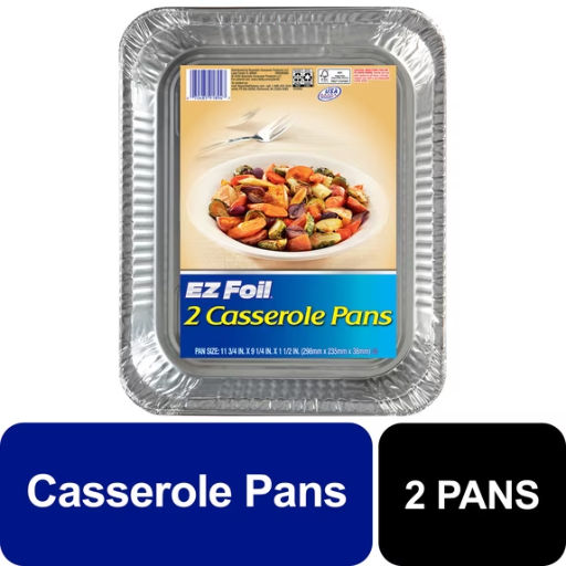 EZ Foil Disposable Casserole Pans, 11.75 x 9.25 in., 2 Count Deal