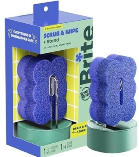 Brite by Scotch-Brite Scrub & Wipe with Drain + Dry Stand, 1 Scrub Sponge Deal
