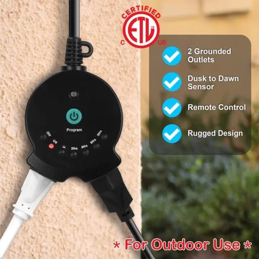 Clear Power Indoor/Outdoor Water-Resistant Lighting Timers 2-Pack