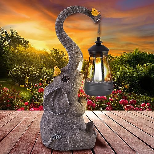 ILLUMINEW 11-inch Solar Garden Elephant Statue Lights