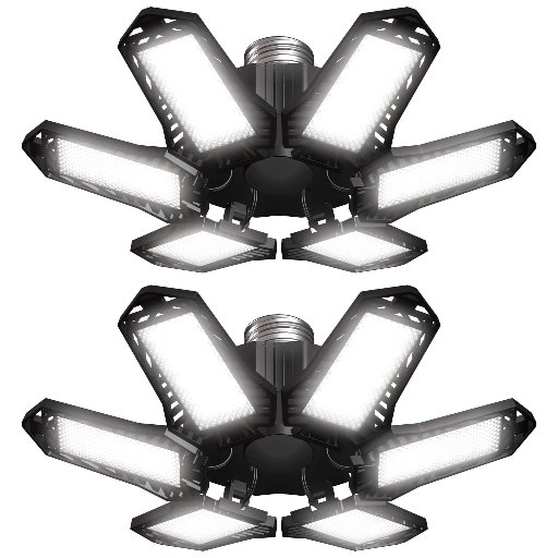 Sentryse LED Garage Lights 2-Pack w/ 6 Adjustable Panels