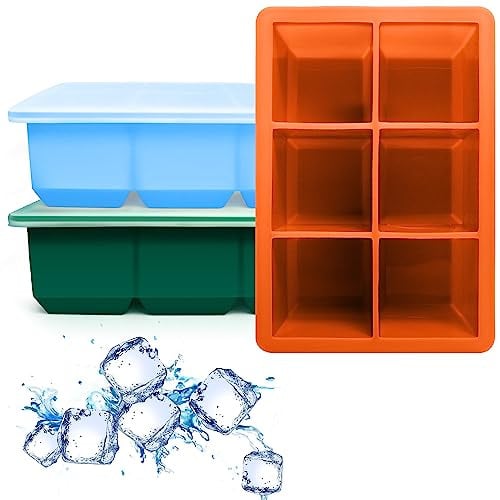 Excnorm Reusable Silicone 2" Ice Cube Molds 3-Pack Deal