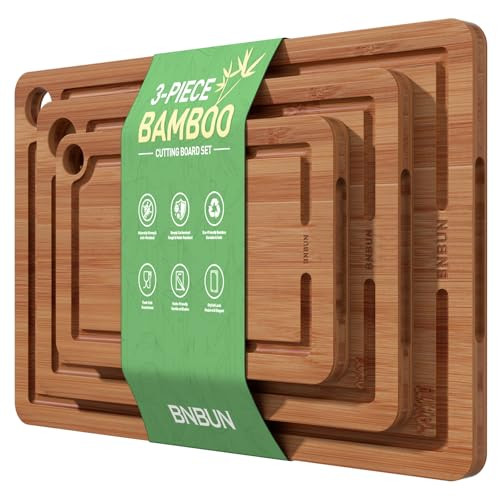 Bamboo Cutting Boards W.Jiice Grooves, 3 Pack