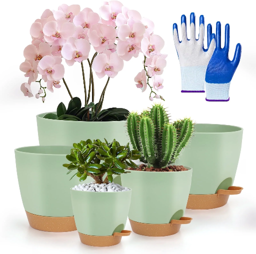 PHANCIR 5-Pack Self Watering Plant Pots (7", 6.5", 6", 5.5" & 5") Deal