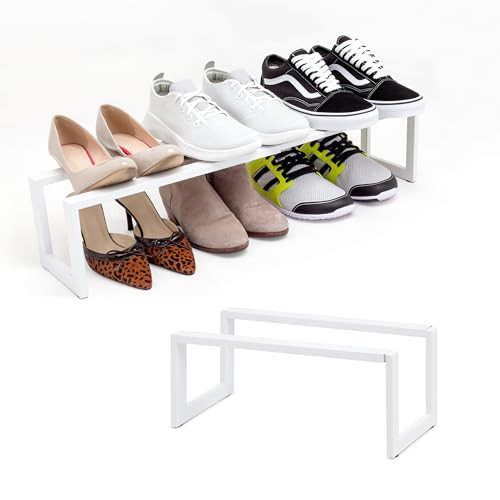 Qualiazero Expandable Shoe Rack Organizer 2-Pack (Satin Snow)