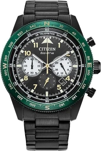 REFURBISHED Citizen Men's Sport Chronograph Calendar Eco-Drive Black Watch 43MM CA4555-81E