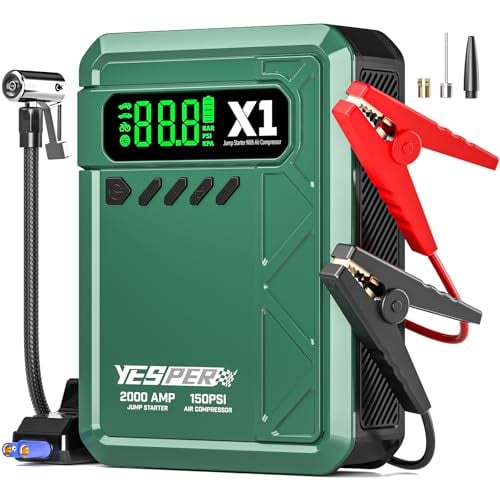 YESPER 12V 2000A 8L Gas/6L Diesel Jump Starter w/ 150PSI Air Compressor