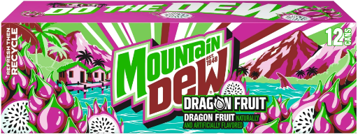 Mountain Dew Soda Dragon Fruit 12 fl oz, 12 Count