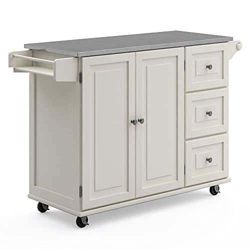 Homestyles Stainless Steel Top Kitchen Cart Rolling Mobile Island (Off White) Deal