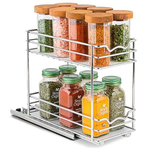 Holdn' Storage Double Pull Out Spice Rack Cabinet Organizer