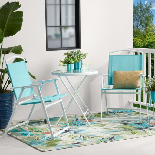 Mainstays Albany Lane 3-Piece Folding Bistro Set (Aqua) Deal