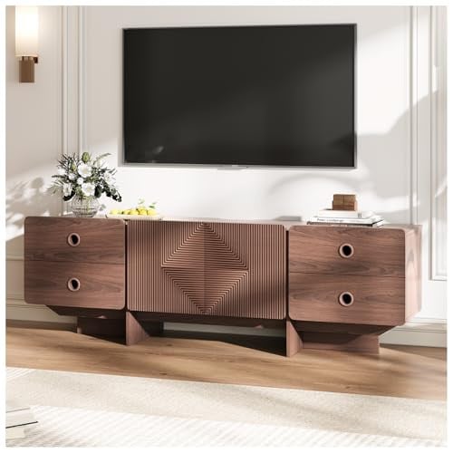 JOINICE 66" Fluted Mid Century Modern TV Stand (Walnut) Deal