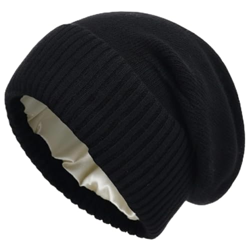 Satin Lined Slouchy Winter Beanie for Women