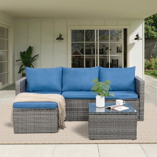 Harbaugh 3-Piece Rattan Sectional Seating Group with Cushions Deal