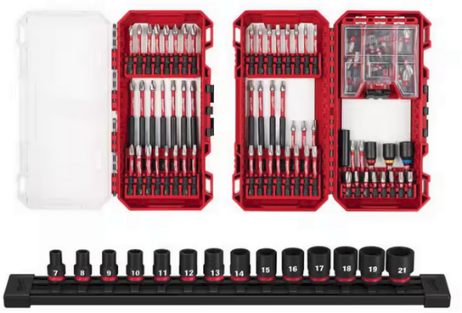 Milwaukee SHOCKWAVE Impact-Duty Alloy Steel Screw Driver Bit Set with SHOCKWAVE 3/8 in. Drive Metric Impact Socket Set (114-Piece)