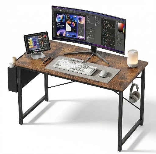 edx 44" Home Office Desk with Storage Bag & Hook (Rustic Brown) Deal