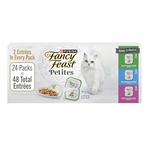 Purina Fancy Feast Gourmet Wet Cat Food Variety Pack, Petites Gravy Collection, 48 servings (Pack of 24) 2.8 oz. Tubs