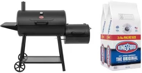 Char-Griller Smokin' Champ Charcoal Grill Offset Smoker & Kingsford 2x16lbs Charcoal Deal