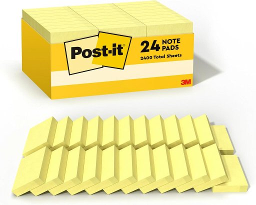 24-Pads Post-it Notes, 1 3/8 x 1 7/8 in, 100 Sheets per pad