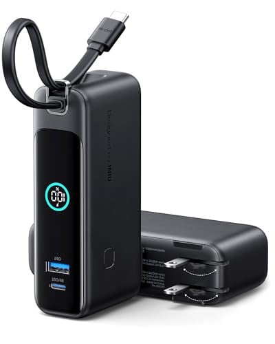 INIU Portable Charger 10000mAh 30W Built-in USB C Cable and Foldable AC Plug Deal