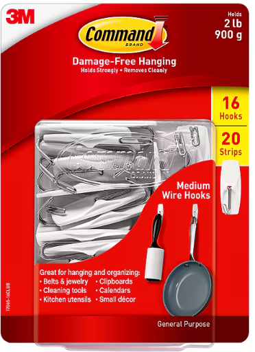 Command Medium Hook, White, 16/Pack Deal