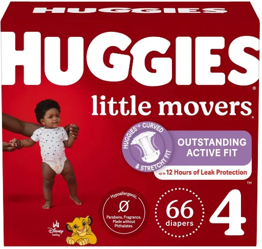 Huggies Little Movers Baby Disposable Diapers Size 4 66-Count
