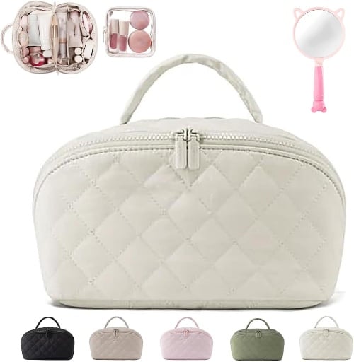 Illuminate Makeup Bag, 180° Open Large Capacity (Pink) Deal