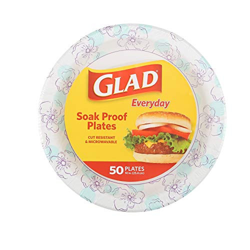 Glad Round Disposable Paper Plates 50 Count 10"