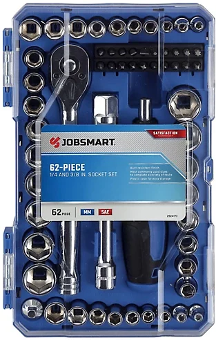 Jobsmart Socket Sets with Ratchets, 62 pc 1/4" & 3/8" Drive
