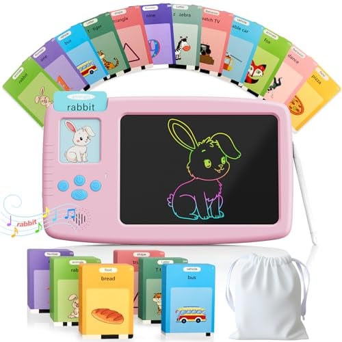 ZONSTVYS 2-in-1 Talking Flash Cards & 7" LCD Writing Board