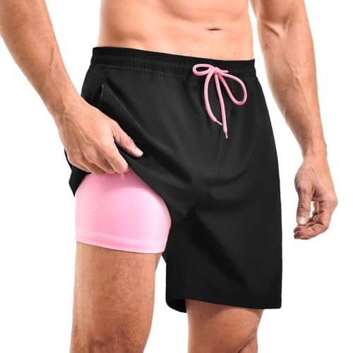CADITEX Mens Swim Trunks 2 in 1 Compression Liner 7 Inch Deal