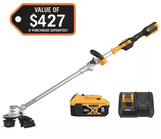 DEWALT 20V MAX 14 in. Brushless Cordless Foldable String Trimmer Kit with 5 Ah Battery Deal