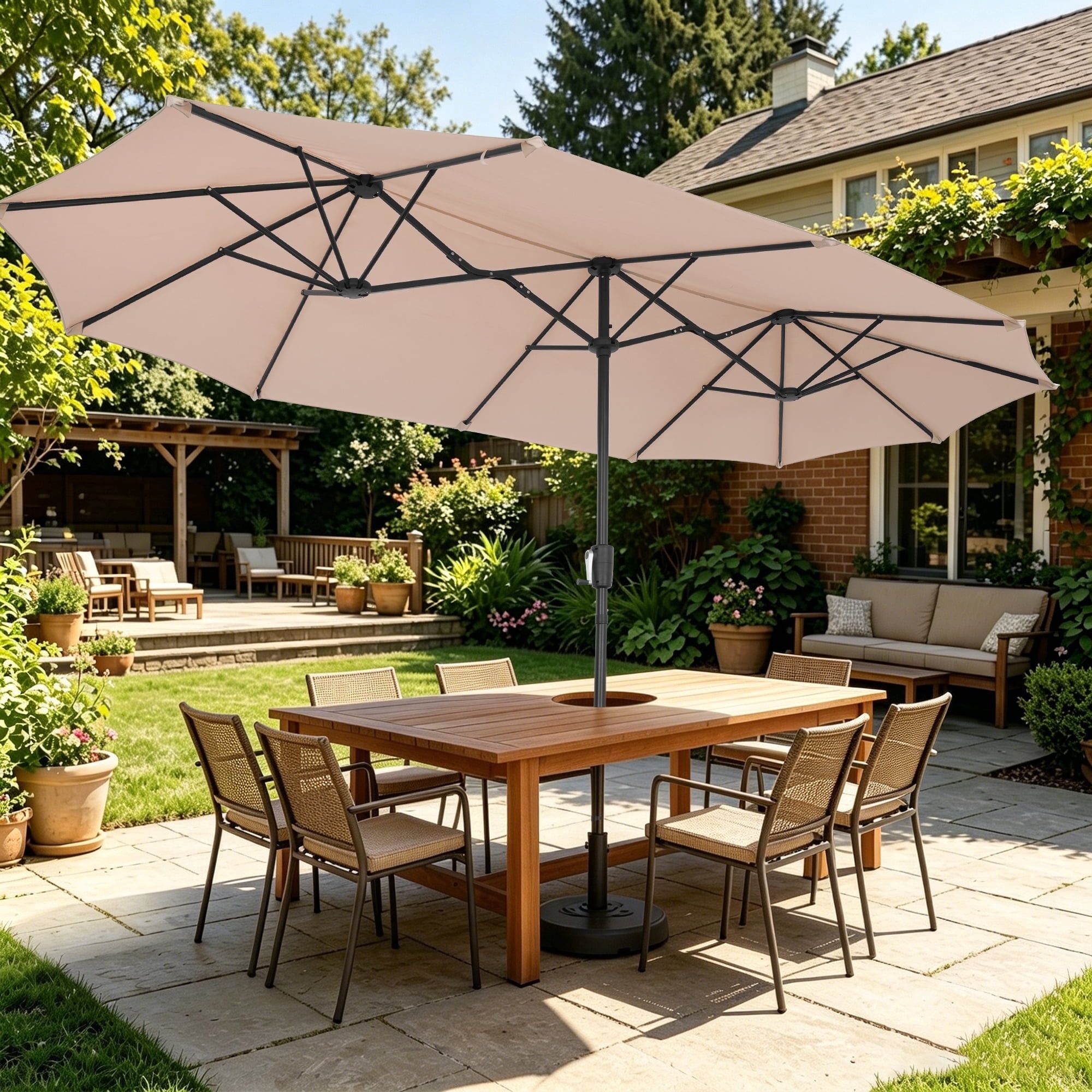 Ainfox 13ft Large Patio Rectangle Umbrella