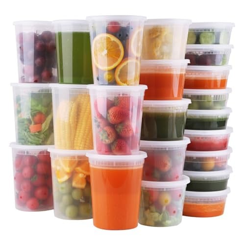 WGCC Deli Containers with Lids 48 Sets: Disposable Soup Containers 8oz, 16oz, 32oz Deal