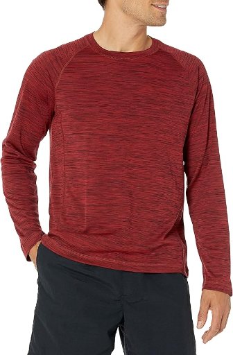 Amazon Essentials Men's Long-Sleeve UPF 50 Swim Tee (Red Heather, Size Medium)