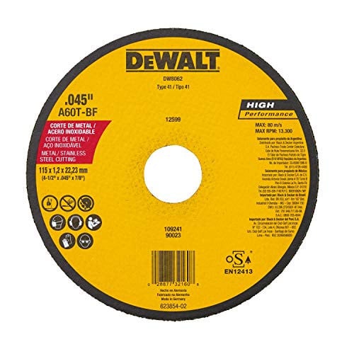 DeWalt DW8062 4-1/2-Inch Metal Cutting Abrasive Wheel