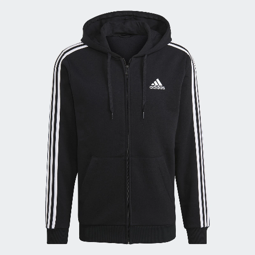 adidas men Essentials Fleece 3-Stripes Full-Zip Hoodie Deal