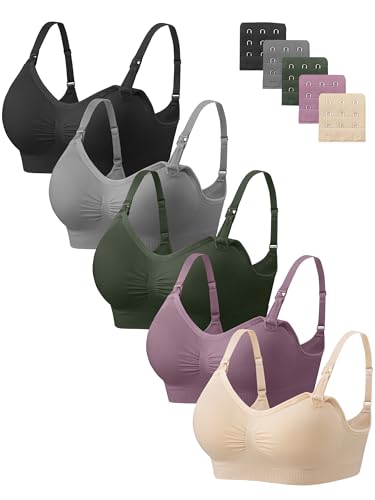 Angelhood Women Nursing Bras for Breastfeeding 5 Pack