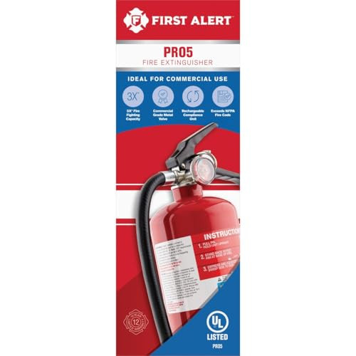 FIRST ALERT PRO5 Rechargeable Heavy Duty Fire Extinguisher UL RATED 3-A:40-B:C