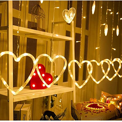 Efunly 138 LED 12-Heart-Shaped String Lights w/ 8 Light Modes (Warm White)