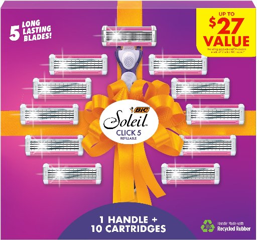 BIC Soleil Click 5 Women's Manual Razors with Handle and 10 Cartridges