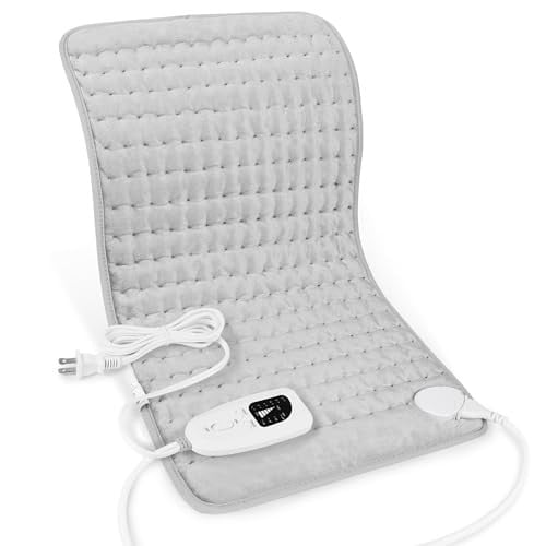 Deepsoon Electric Heating Pad for Back, Neck, Auto Shut Off, Light Gray, 24x12 Inch
