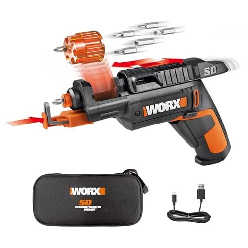 WORX 4V Cordless Electric Screwdriver w/ 6-Bit Semi-Automatic Changer & USB-C Charging