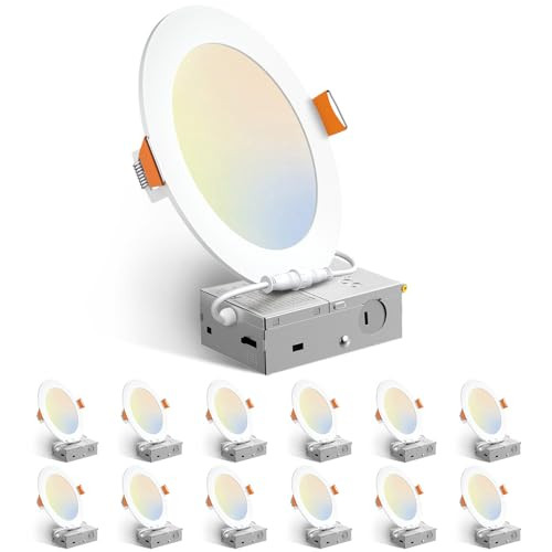 Amico 12-Pack 6" Ultra-Thin LED Recessed Ceiling Light w/ Junction Box