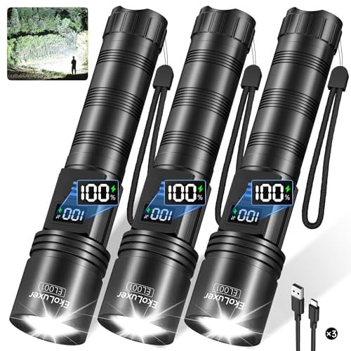 Tughlax Rechargeable LED Flashlights 3-Pack 10000 Lumens