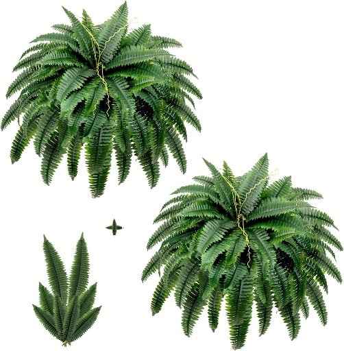LuceAlberi Artificial Boston Fern Bush - Set of 2 45-Inch Fake Ferns with 55 Fronds Deal