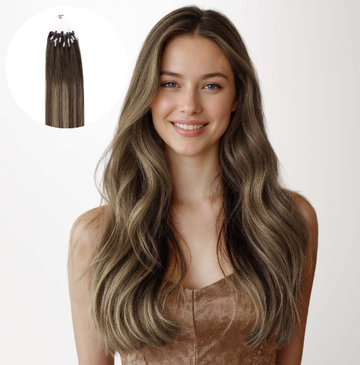 GOO GOO Micro Link Tip Human Hair Extensions Caramel Blonde Balayage (4/27/4)