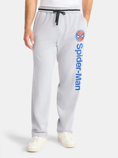 Spider-Man Marvel Men's Graphic Sweatpants with Embroidered Patch